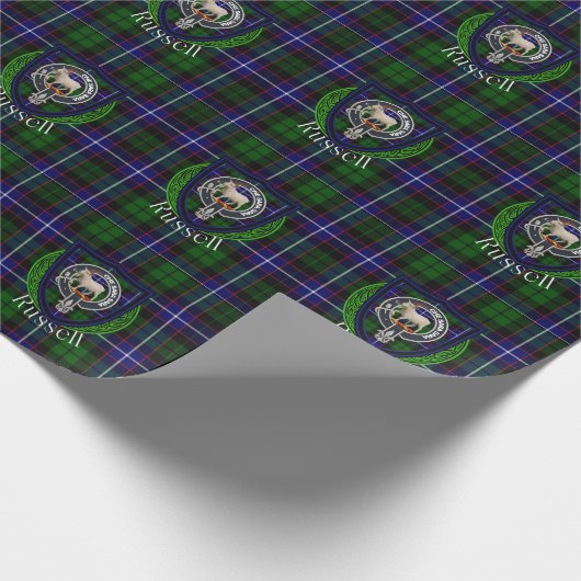 Russell Scottish Clan Tartan & Crest Geschenkpapier (Ecke)