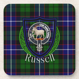 Russell Scottish Clan Tartan & Crest Getränkeuntersetzer