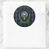 Russell Scottish Clan Tartan & Crest Runder Aufkleber (Tasche)