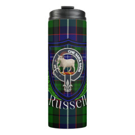 Russell Scottish Clan Tartan & Crest Thermosbecher