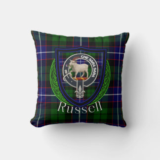 Russell Scottish Clan Tartan & Wappen Kissen