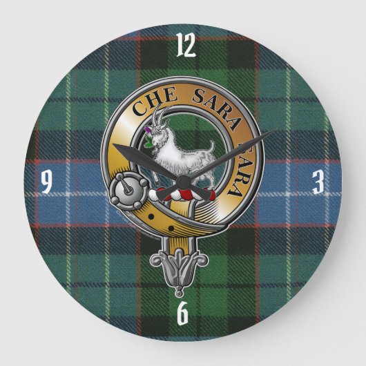 Russell Tartan & Abzeichen Große Wanduhr (Vorderseite)