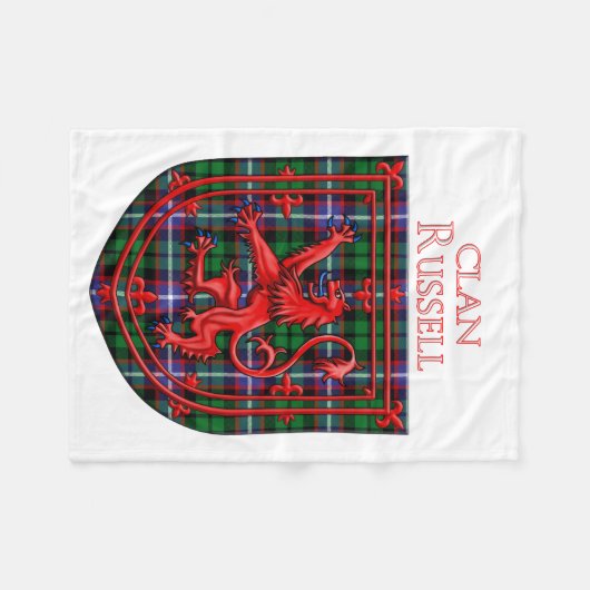 Russell Tartan Scottish Plaid Lion Rampant Fleecedecke (Vorderseite (Horizontal))