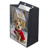 Russell Terrier Holiday  Mittlere Geschenktüte (Rückseite Schrägansicht)