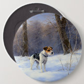 Russell Terrier Let It Snow Christmas Button (Vorne & Hinten)