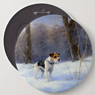 Russell Terrier Let It Snow Christmas Button