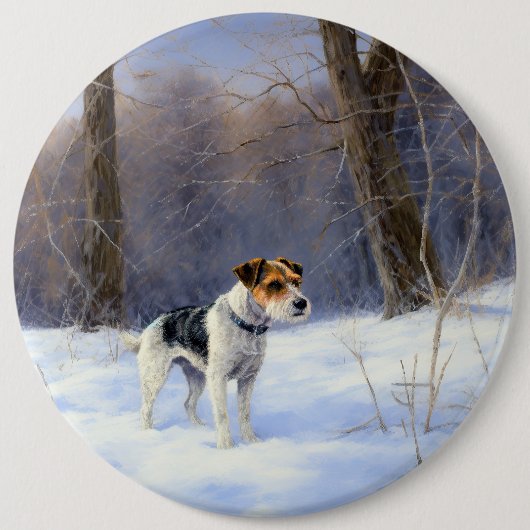 Russell Terrier Let It Snow Christmas Button (Vorderseite)