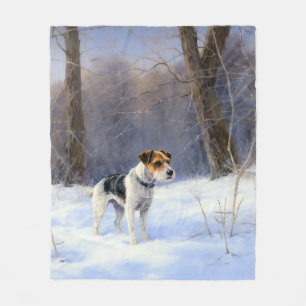 Russell Terrier Let It Snow Christmas Fleecedecke