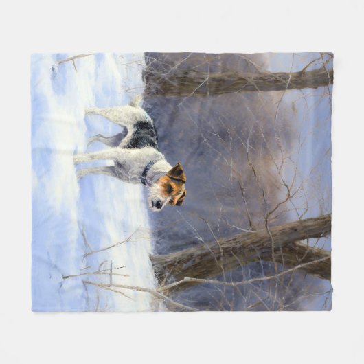 Russell Terrier Let It Snow Christmas Fleecedecke (Vorderseite (Horizontal))