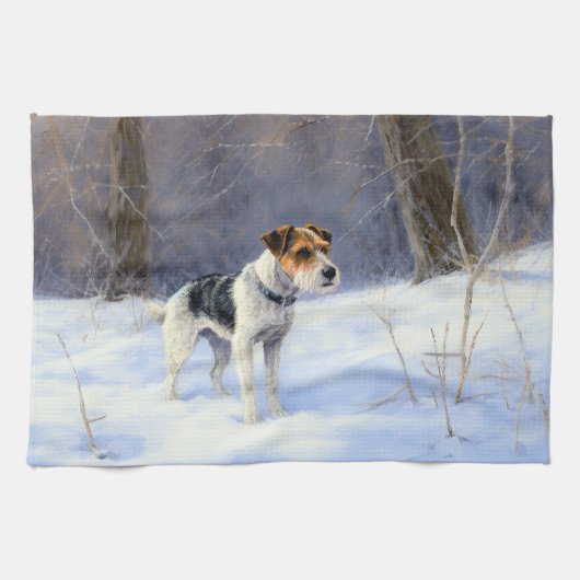 Russell Terrier Let It Snow Christmas Geschirrtuch (Horizontal)