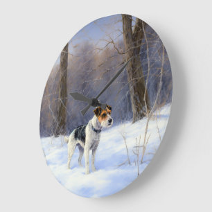 Russell Terrier Let It Snow Christmas Große Wanduhr