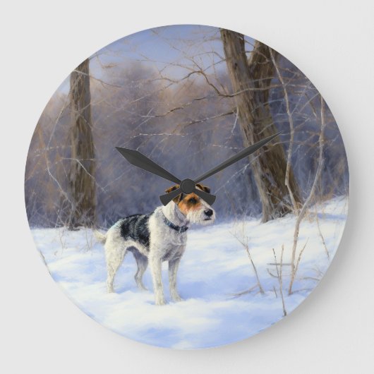 Russell Terrier Let It Snow Christmas Große Wanduhr (Vorderseite)