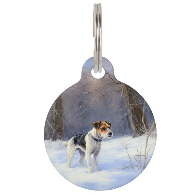 Russell Terrier Let It Snow Christmas Haustiermarke (Vorderseite)