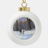 Russell Terrier Let It Snow Christmas Keramik Kugel-Ornament (Vorderseite)