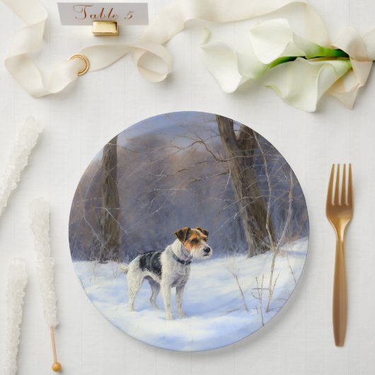 Russell Terrier Let It Snow Christmas Pappteller (Hochzeit)