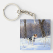 Russell Terrier Let It Snow Christmas Schlüsselanhänger (Vorderseite)