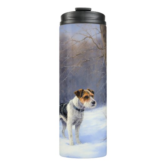 Russell Terrier Let It Snow Christmas Thermosbecher (Vorderseite)