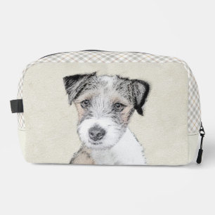 Russell Terrier Malerei Grobe Originale Hundekunst Waschbeutel