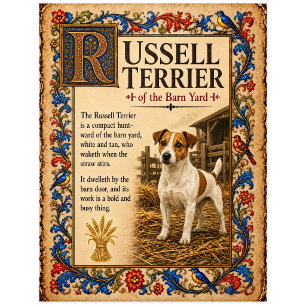 Russell Terrier, mittelalterliche Bestiarien-Kunst Postkarte