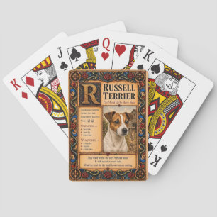 Russell Terrier, mittelalterliche Bestiarien-Kunst Spielkarten