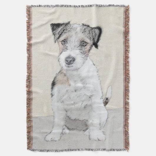 Russell Terrier Rough Painting - Original Dog Art Decke (Vorderseite Vertikal)