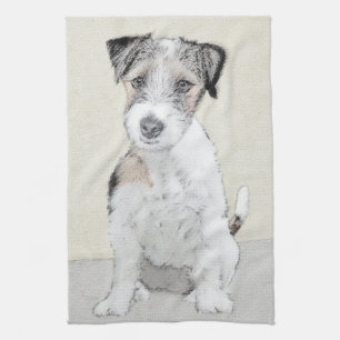 Russell Terrier Rough Painting - Original Dog Art Geschirrtuch