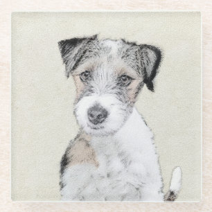 Russell Terrier Rough Painting - Original Dog Art Glasuntersetzer