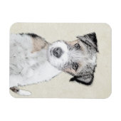 Russell Terrier Rough Painting - Original Dog Art Magnet (Horizontal)