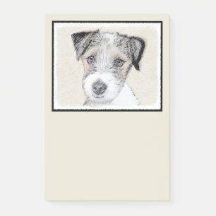 Russell Terrier Rough Painting - Original Dog Art Post-it Klebezettel