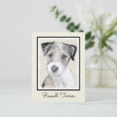 Russell Terrier Rough Painting - Original Dog Art Postkarte (Stehend Vorderseite)