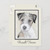 Russell Terrier Rough Painting - Original Dog Art Postkarte (Vorne/Hinten)
