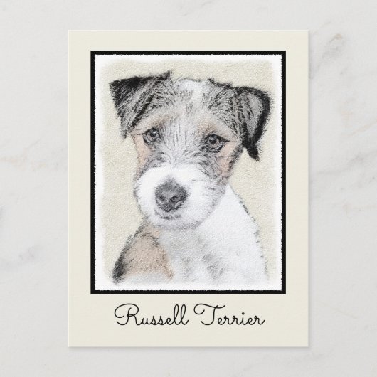Russell Terrier Rough Painting - Original Dog Art Postkarte (Vorderseite)