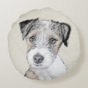 Russell Terrier Rough Painting - Original Dog Art Rundes Kissen