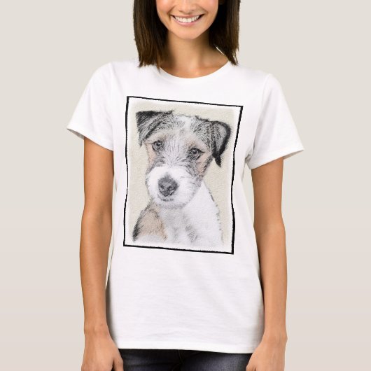 Russell Terrier Rough Painting - Original Dog Art T-Shirt (Vorderseite)