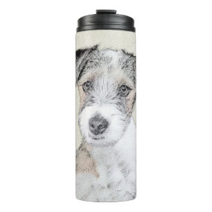 Russell Terrier Rough Painting - Original Dog Art Thermosbecher