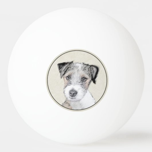Russell Terrier Rough Painting - Original Dog Art Tischtennisball (Vorderseite)