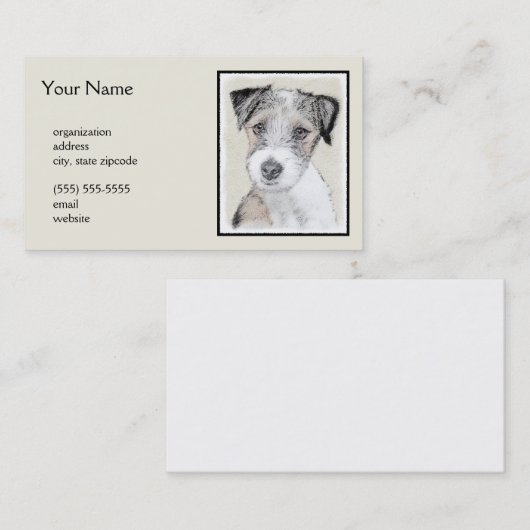 Russell Terrier Rough Painting - Original Dog Art Visitenkarte (Vorne/Hinten)