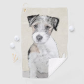 Russell Terrier Rough Painting - Original Hund Kun Golfhandtuch (Insitu)