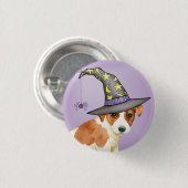 Russell Terrier Witch Pinback Button (Vorne & Hinten)