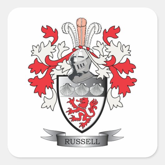 Russell-Wappen Quadratischer Aufkleber (Vorderseite)