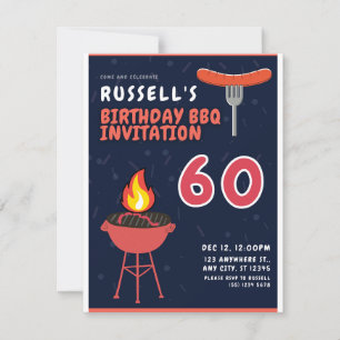 Russell's 60. Geburtstags-GRILLEN-Einladungen Feiertagskarte