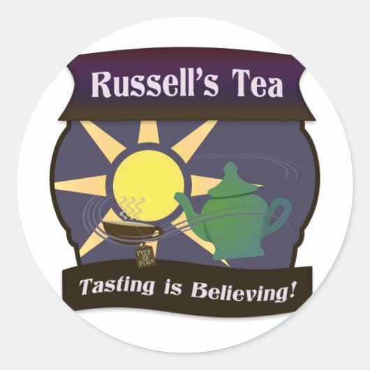 Russell's Tea Runder Aufkleber (Vorderseite)