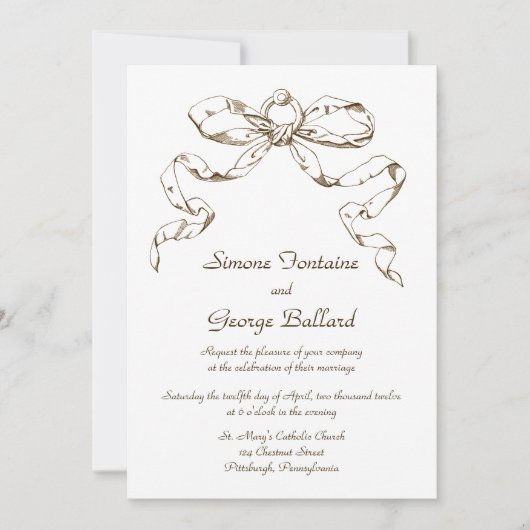 Russet Bow Swag Einladung zur Hochzeit (Vorderseite)