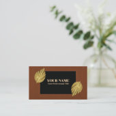 Russet Frame Black Center Gold Leaves Visitenkarte (Stehend Vorderseite)