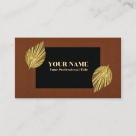 Russet Frame Black Center Gold Leaves Visitenkarte