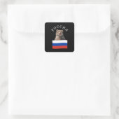 Russia Bear Russian Flag Russians Quadratischer Aufkleber (Tasche)