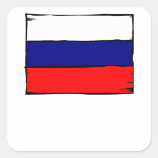Russia Flag Quadratischer Aufkleber
