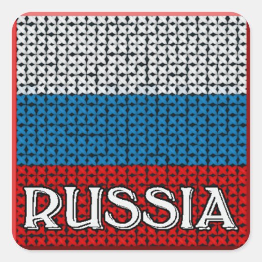 RUSSIA FLAG QUADRATISCHER AUFKLEBER (Vorderseite)