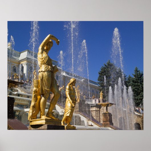 Russia, St. Petersburg, Golden statues in the Poster (Vorne)
