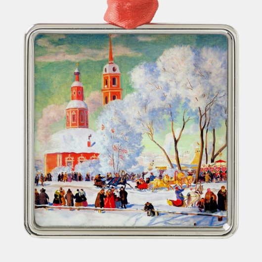 Russian Art Christmas Gift Ornament Aus Metall (Vorne)